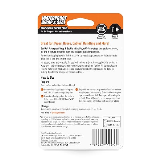 Gorilla Waterproof Wrap & Seal Tape – Zwart – 2,4 m