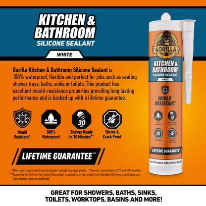 Gorilla Kitchen & Bathroom Sealant – White 295Ml