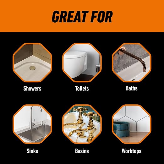 Gorilla Kitchen & Bathroom Clear Silicone Sealant, 295ml