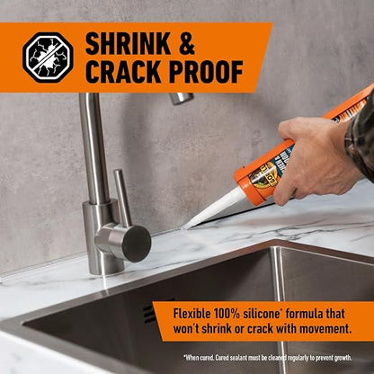 Gorilla Kitchen & Bathroom Clear Silicone Sealant, 295ml
