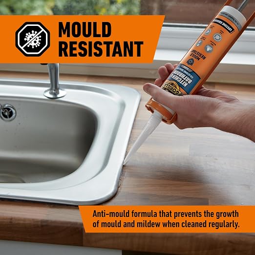 Gorilla Kitchen & Bathroom Clear Silicone Sealant, 295ml
