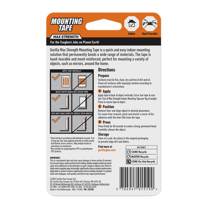 Max Strength indoor Mounting Tape Black 1.5m